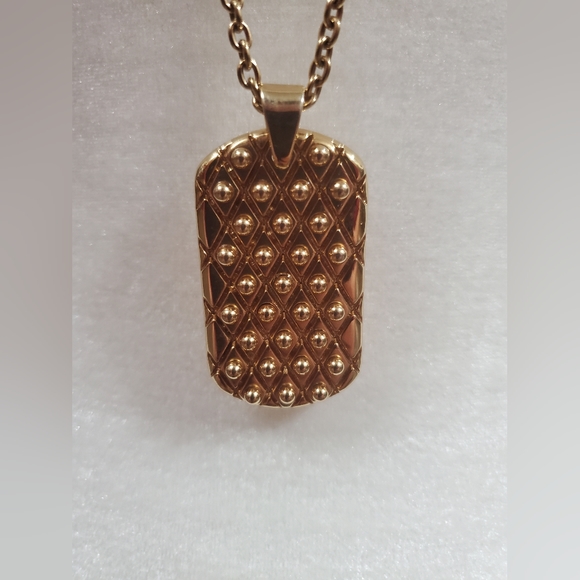 TAT 2 designs dog tag shape pendant necklace gold plated - Picture 6 of 8
